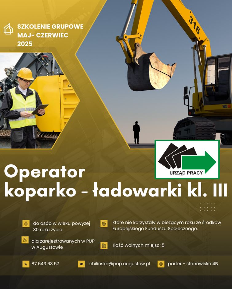 Zdjęcie artykułu SZKOLENIE GRUPOWE Operator koparko-ładowarki kl. III