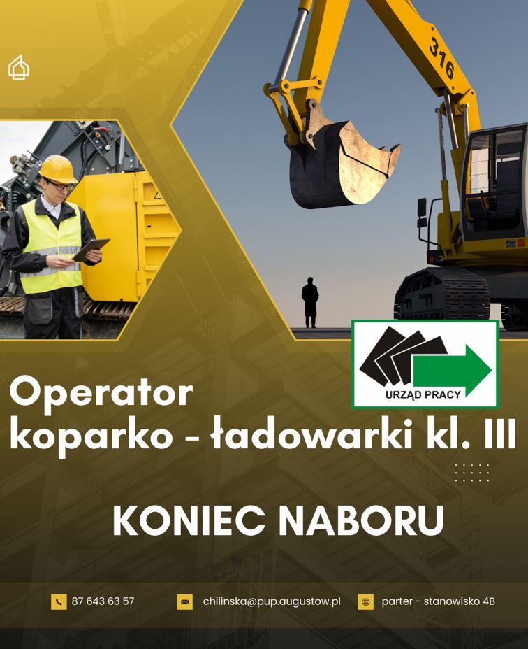 Zdjęcie artykułu Koniec naboru na szkolenie Operator koparko-ładowarki kl. III